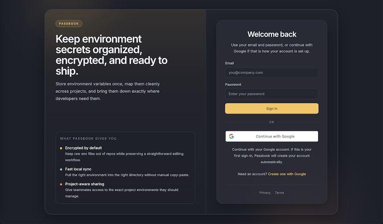 Passbook - Encrypted Env Storage and Sync